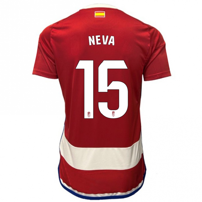 Kids Football Carlos Neva #15 Red Home Jersey 2023/24 T-Shirt