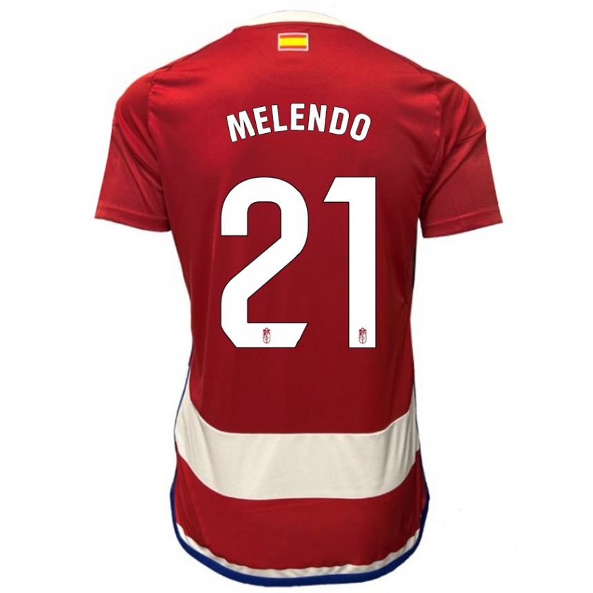 Kids Football Óscar Melendo #21 Red Home Jersey 2023/24 T-Shirt