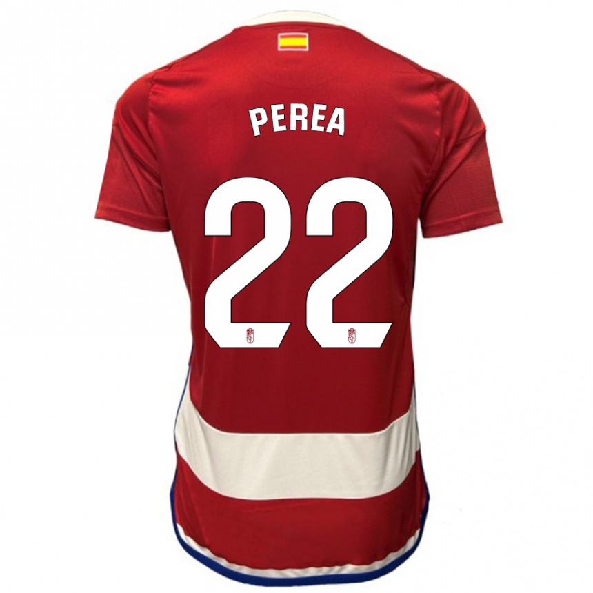 Kids Football Alberto Perea #22 Red Home Jersey 2023/24 T-Shirt