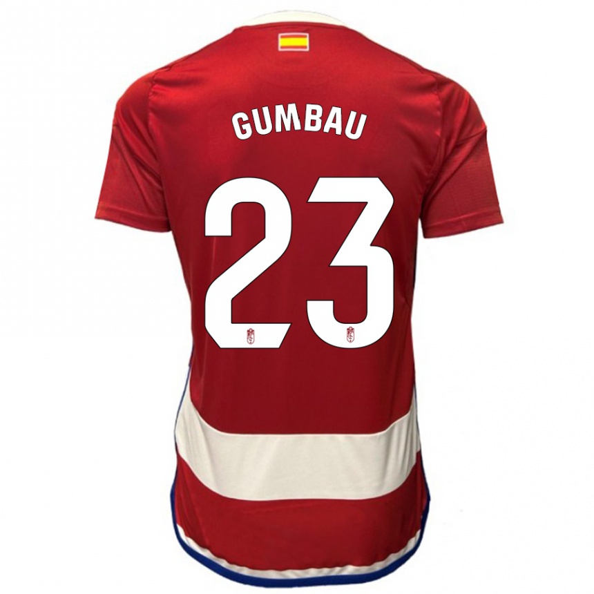 Kids Football Gerard Gumbau #23 Red Home Jersey 2023/24 T-Shirt