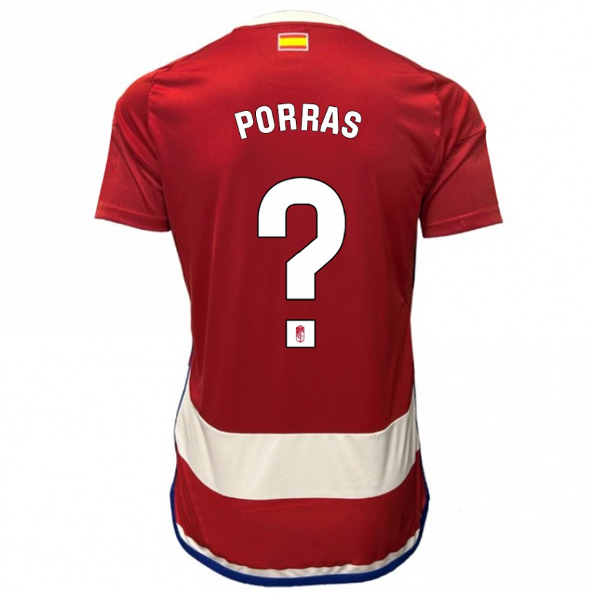 Kids Football Cristian Porras #0 Red Home Jersey 2023/24 T-Shirt