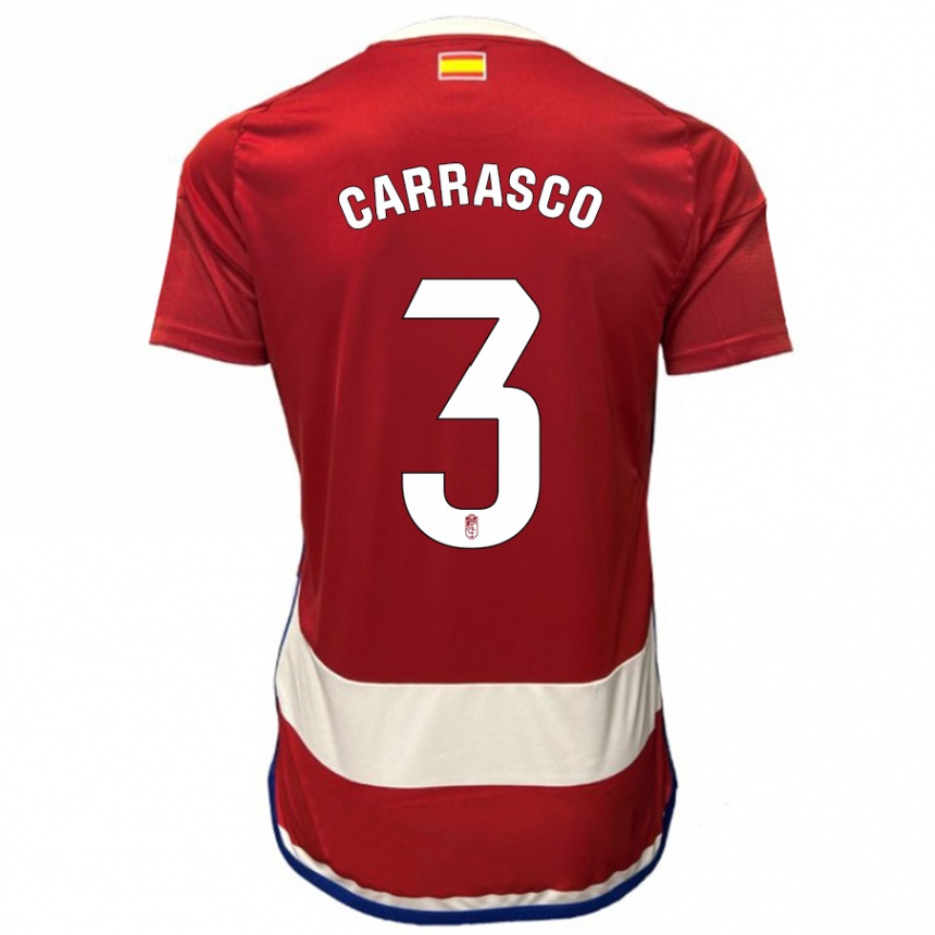 Kids Football Marta Carrasco #3 Red Home Jersey 2023/24 T-Shirt