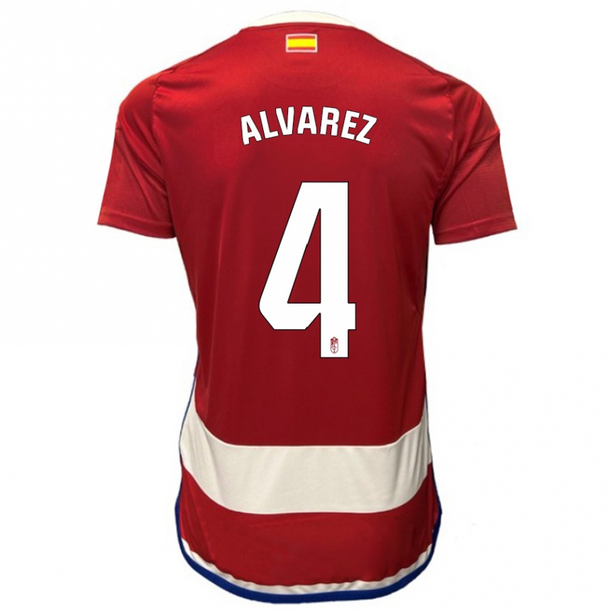 Kids Football Isabel Álvarez #4 Red Home Jersey 2023/24 T-Shirt