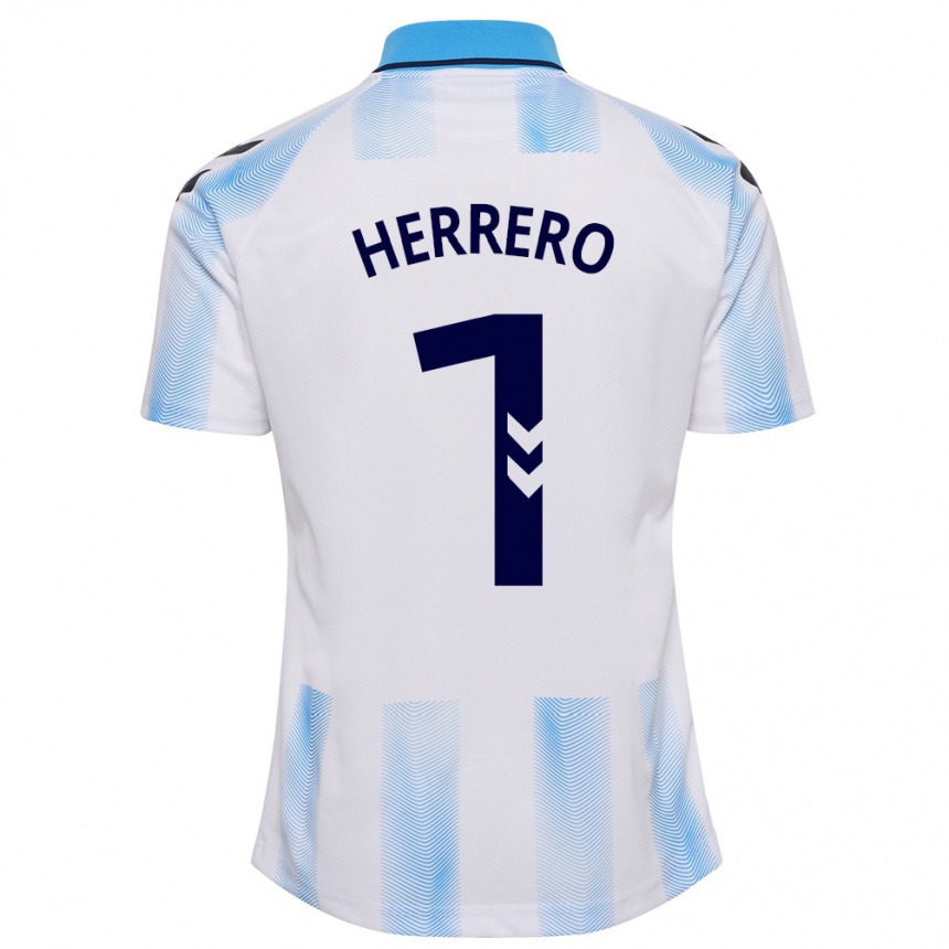 Kids Football Alfonso Herrero #1 White Blue Home Jersey 2023/24 T-Shirt