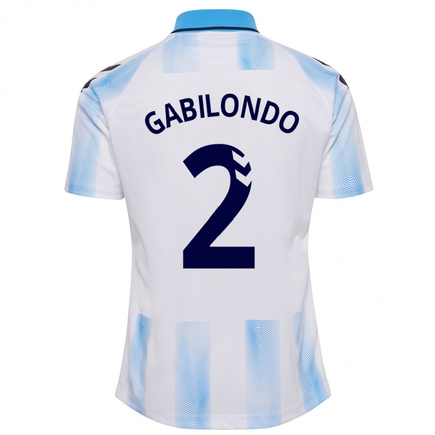 Kids Football Jokin Gabilondo #2 White Blue Home Jersey 2023/24 T-Shirt