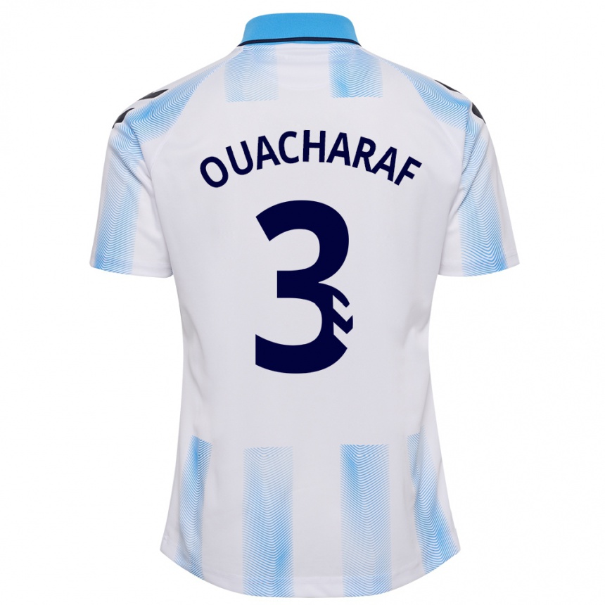 Kids Football Bilal Ouacharaf #3 White Blue Home Jersey 2023/24 T-Shirt