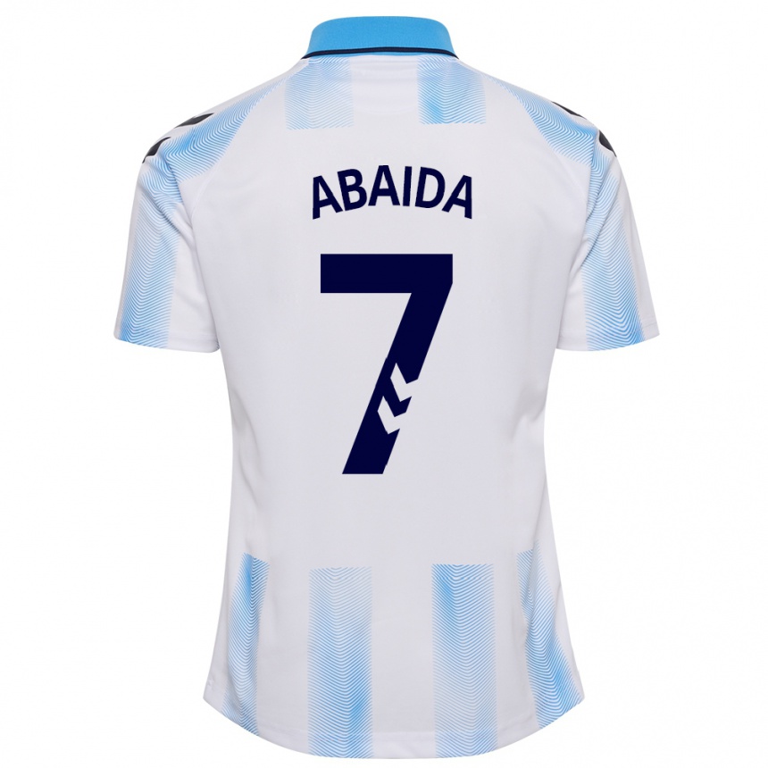 Kids Football Haitam Abaida #7 White Blue Home Jersey 2023/24 T-Shirt