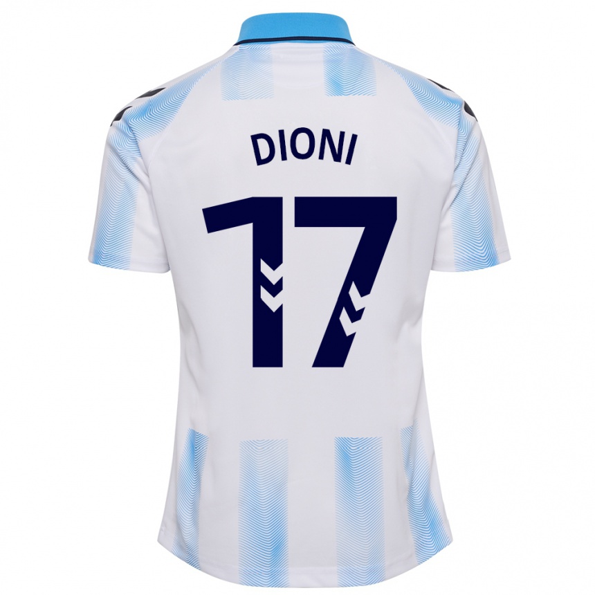 Kids Football Dioni #17 White Blue Home Jersey 2023/24 T-Shirt