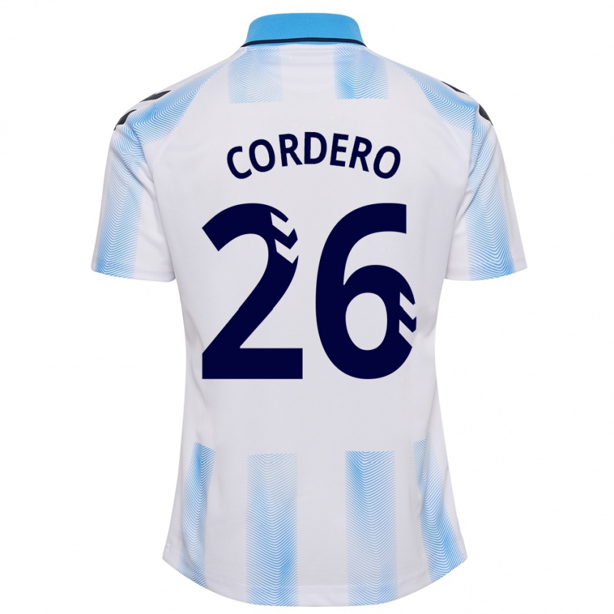 Kids Football Antonio Cordero #26 White Blue Home Jersey 2023/24 T-Shirt