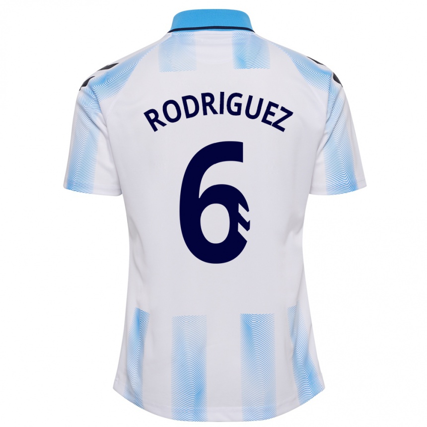 Kids Football Rafa Rodríguez #6 White Blue Home Jersey 2023/24 T-Shirt