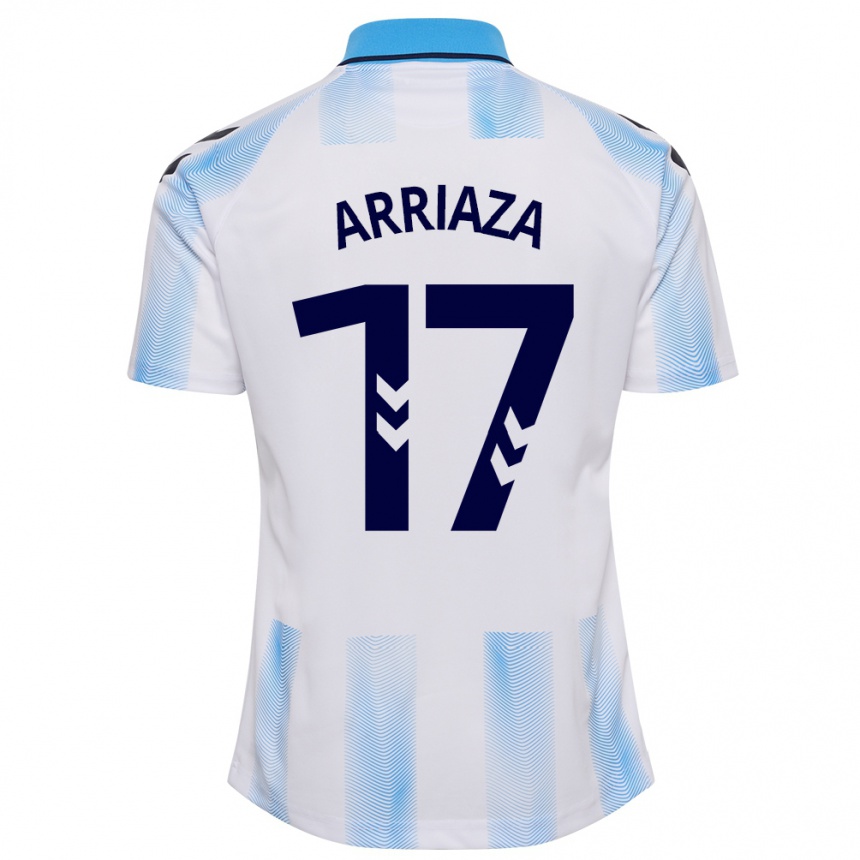 Kids Football Pablo Arriaza #17 White Blue Home Jersey 2023/24 T-Shirt