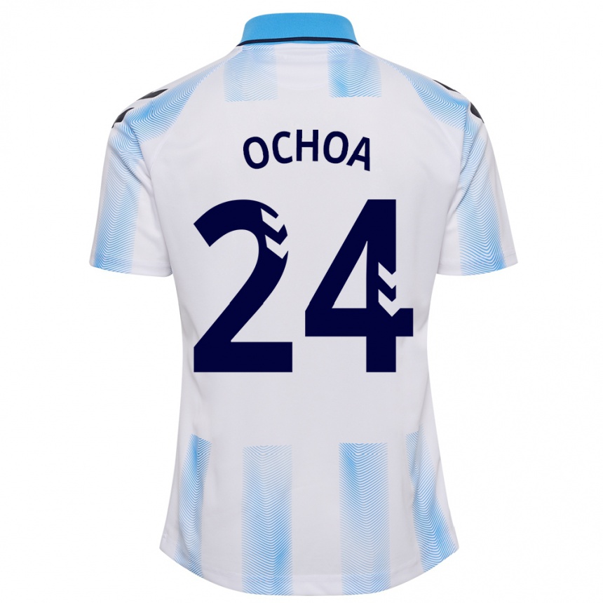 Kids Football Aarón Ochoa #24 White Blue Home Jersey 2023/24 T-Shirt