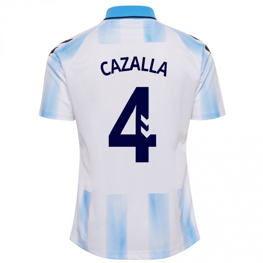 Kids Football Marta Cazalla #4 White Blue Home Jersey 2023/24 T-Shirt