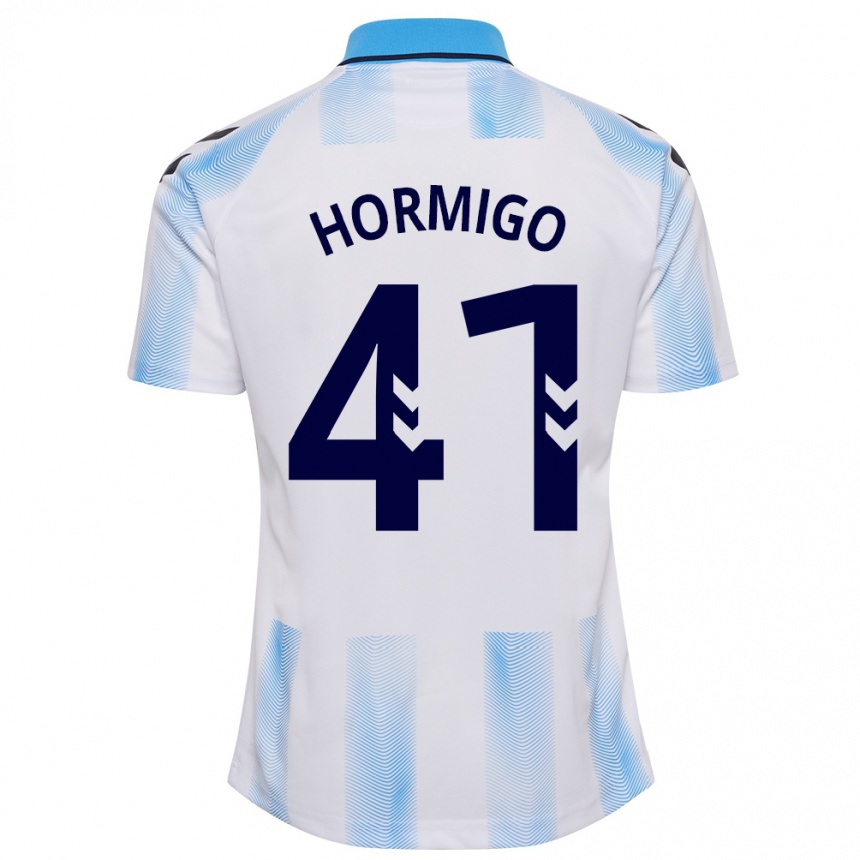 Kids Football Cintia Hormigo #41 White Blue Home Jersey 2023/24 T-Shirt