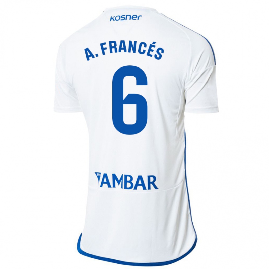 Kids Football Alejandro Francés #6 White Home Jersey 2023/24 T-Shirt
