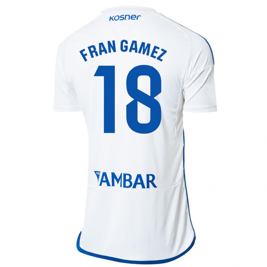 Kids Football Fran Gámez #18 White Home Jersey 2023/24 T-Shirt