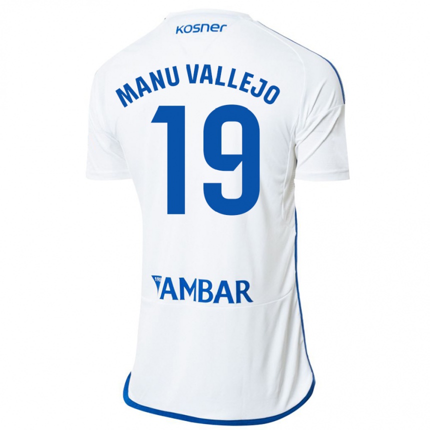 Kids Football Manu Vallejo #19 White Home Jersey 2023/24 T-Shirt