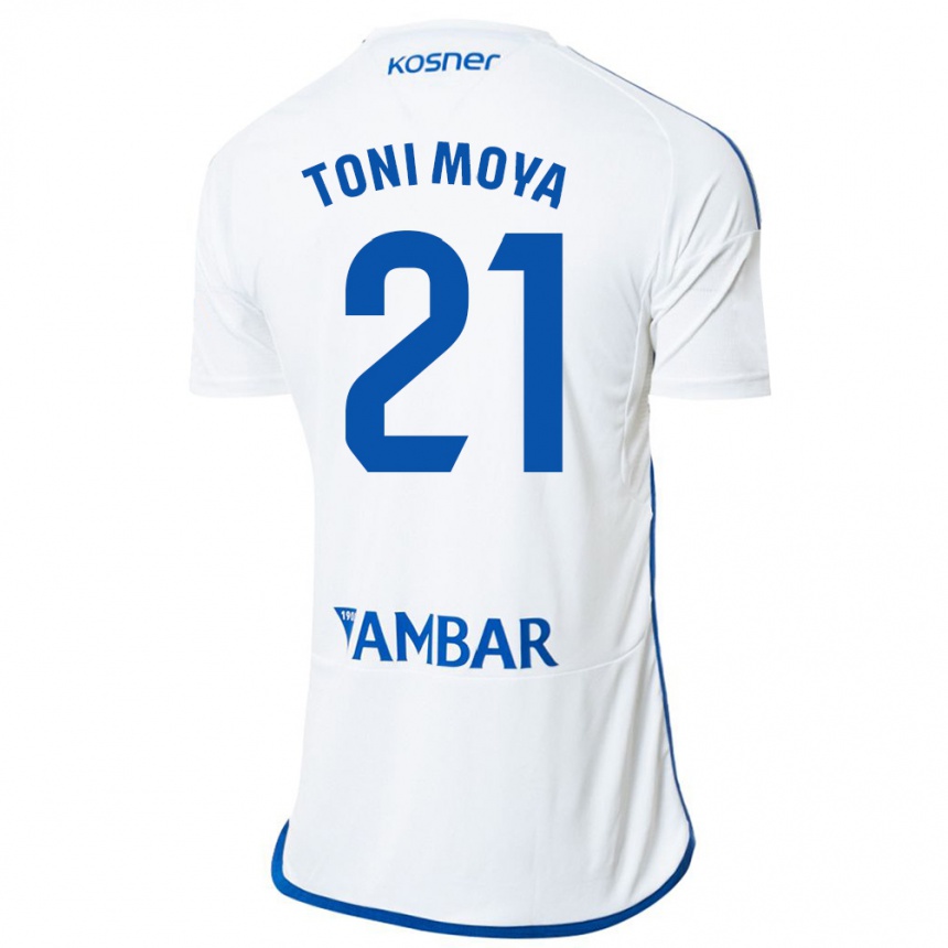 Kids Football Toni Moya #21 White Home Jersey 2023/24 T-Shirt