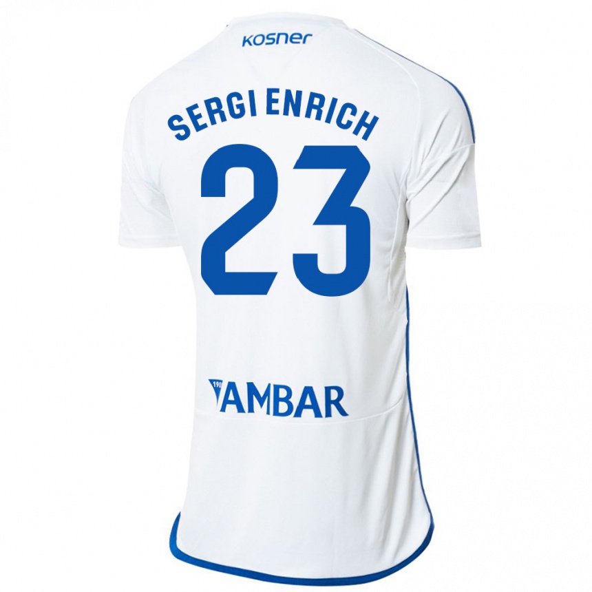 Kids Football Sergi Enrich #23 White Home Jersey 2023/24 T-Shirt