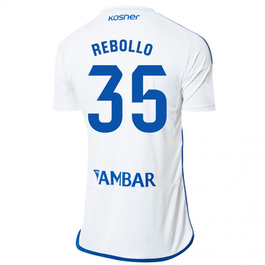 Kids Football Dani Rebollo #35 White Home Jersey 2023/24 T-Shirt