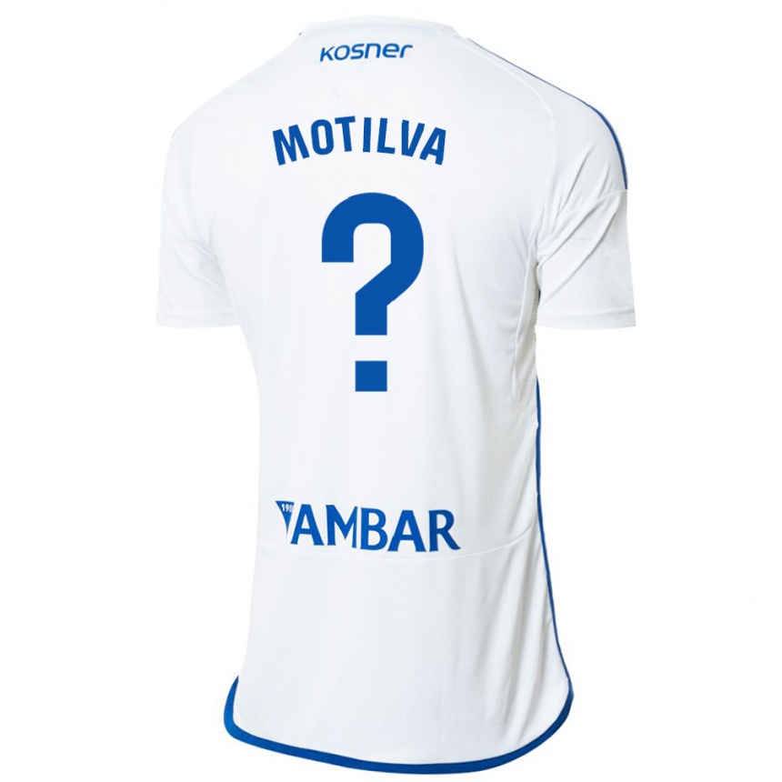 Kids Football Adrián Motilva #0 White Home Jersey 2023/24 T-Shirt