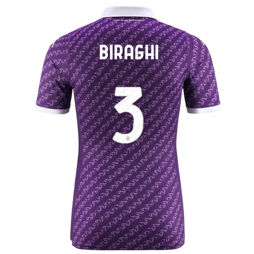 Kids Football Cristiano Biraghi #3 Violet Home Jersey 2023/24 T-Shirt