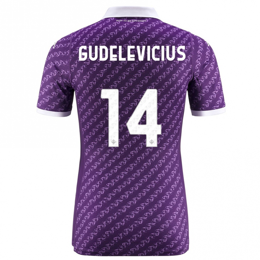 Kids Football Ernestas Gudelevicius #14 Violet Home Jersey 2023/24 T-Shirt
