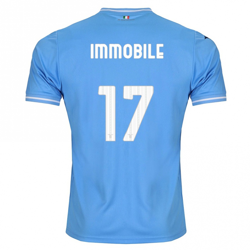 Kids Football Ciro Immobile #17 Blue Home Jersey 2023/24 T-Shirt