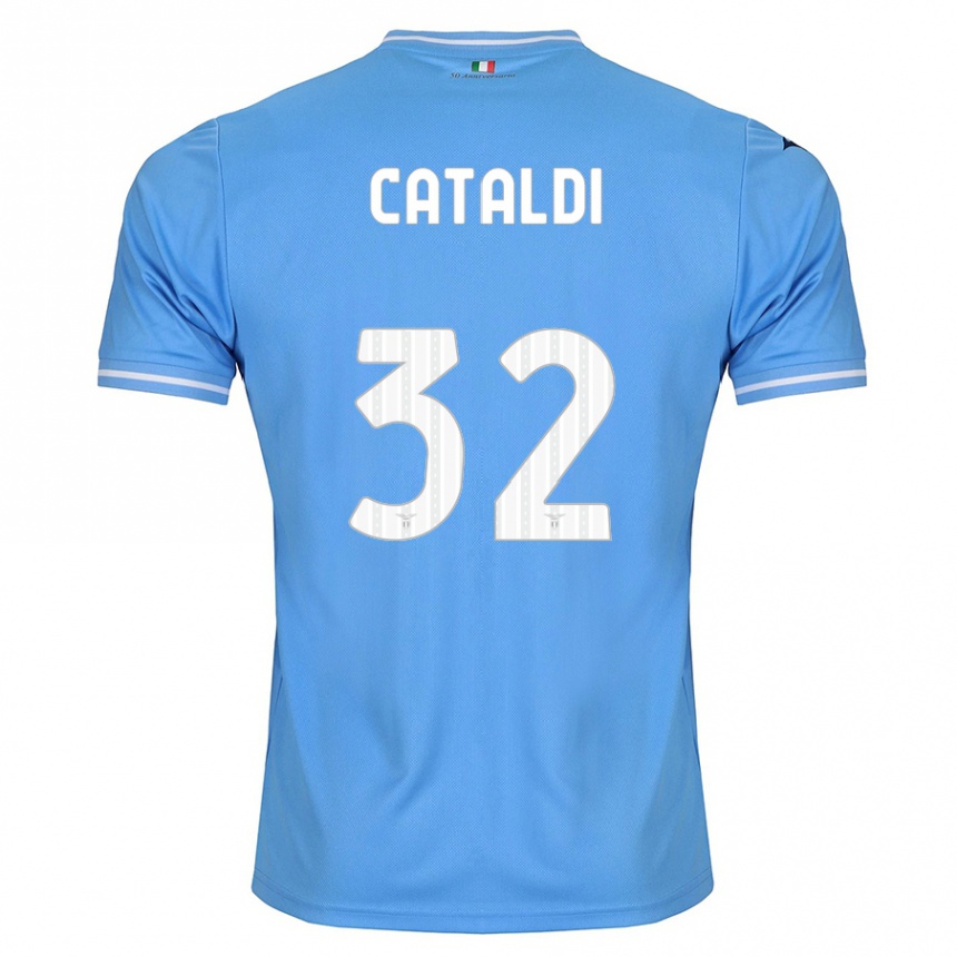 Kids Football Danilo Cataldi #32 Blue Home Jersey 2023/24 T-Shirt