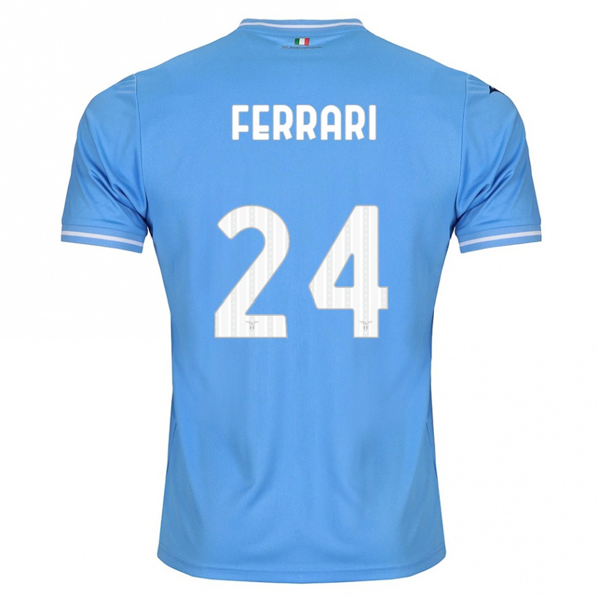 Kids Football Lorenzo Ferrari #24 Blue Home Jersey 2023/24 T-Shirt