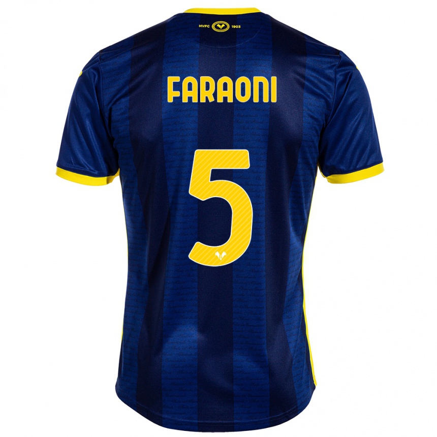 Kids Football Davide Faraoni #5 Navy Home Jersey 2023/24 T-Shirt
