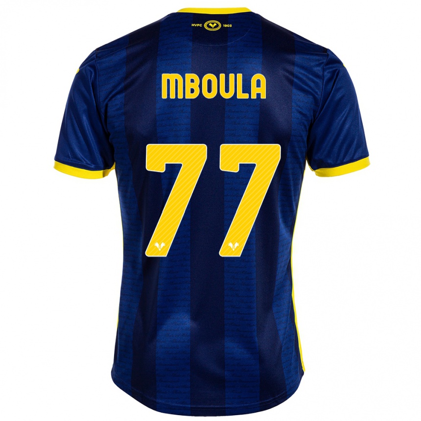 Kids Football Jordi Mboula #77 Navy Home Jersey 2023/24 T-Shirt