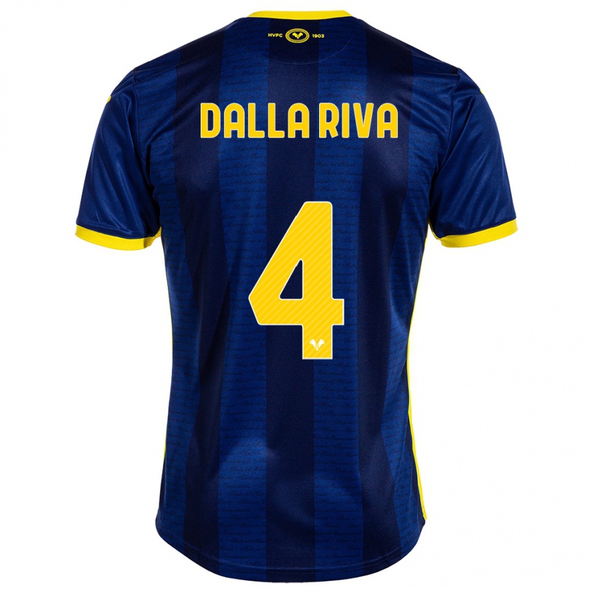 Kids Football Stefano Dalla Riva #4 Navy Home Jersey 2023/24 T-Shirt