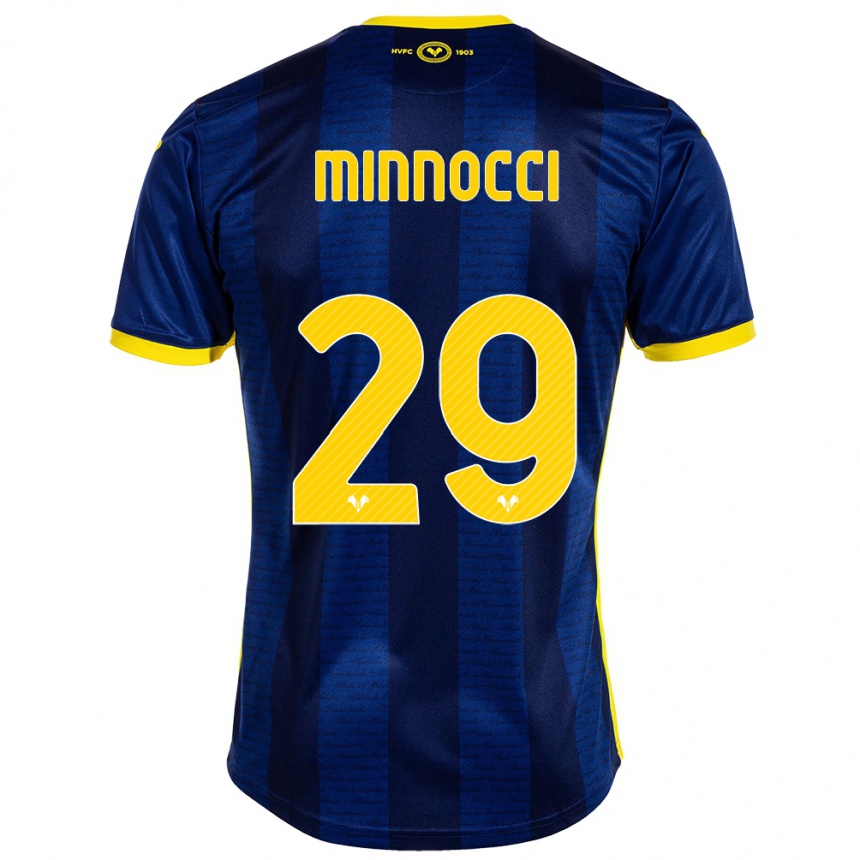 Kids Football Valerio Minnocci #29 Navy Home Jersey 2023/24 T-Shirt