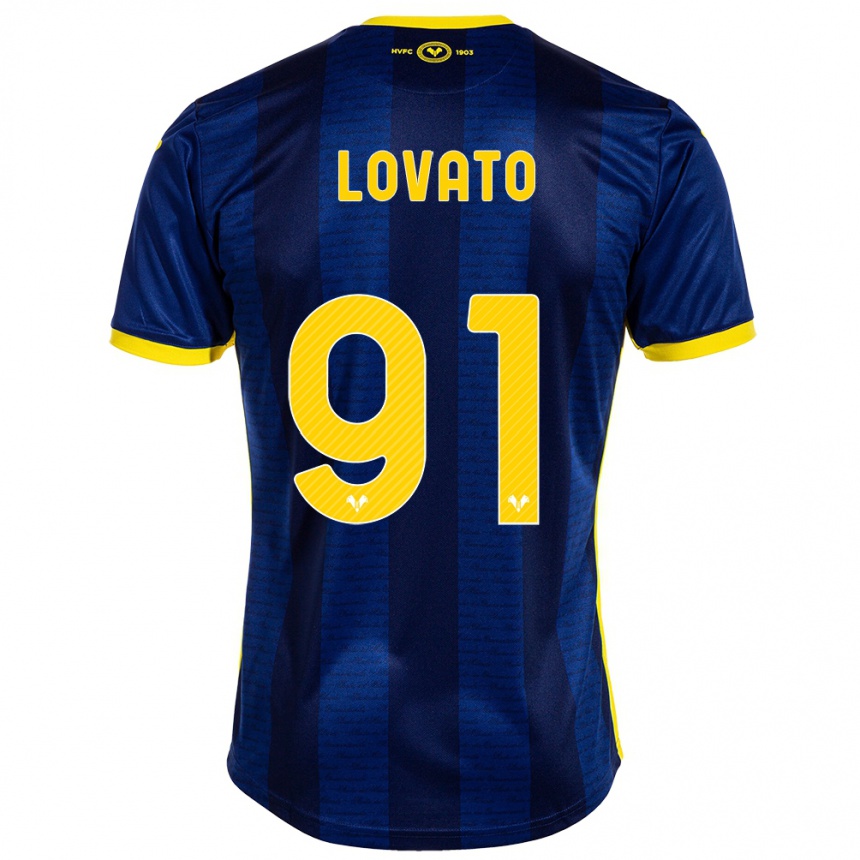 Kids Football Enrico Lovato #91 Navy Home Jersey 2023/24 T-Shirt