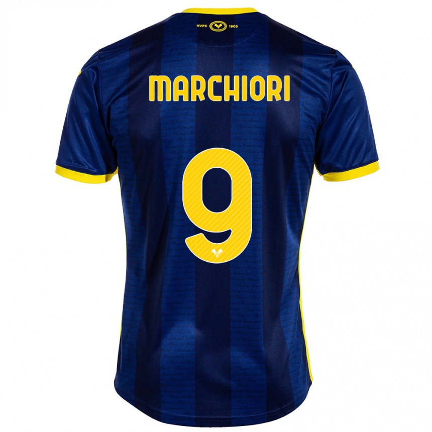 Kids Football Giorgia Marchiori #9 Navy Home Jersey 2023/24 T-Shirt