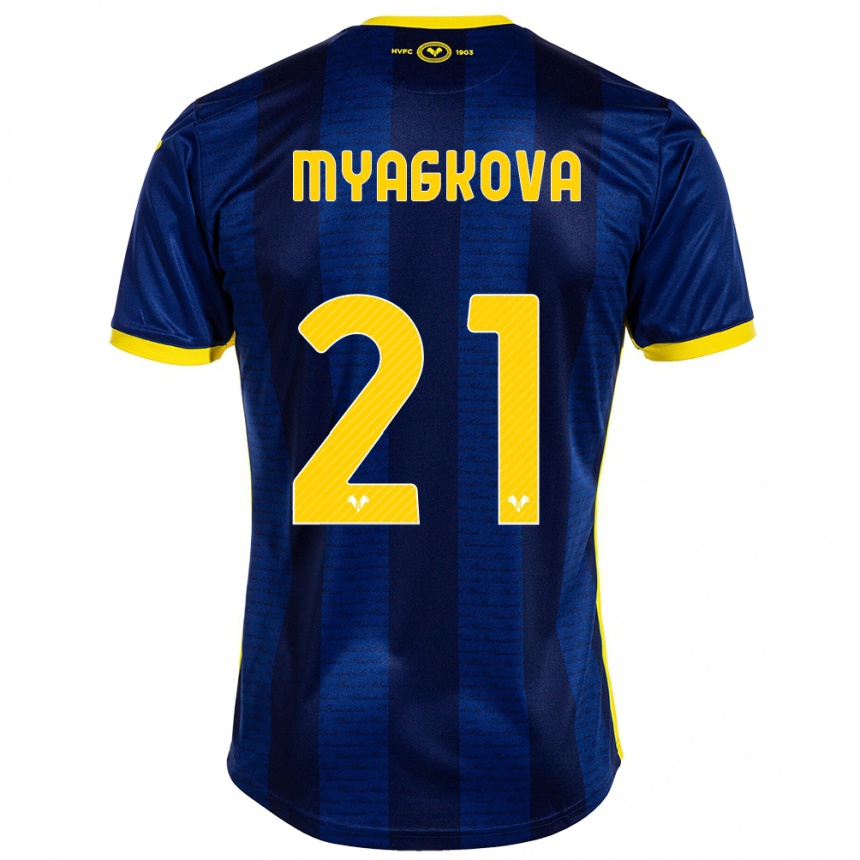 Kids Football Alina Myagkova #21 Navy Home Jersey 2023/24 T-Shirt