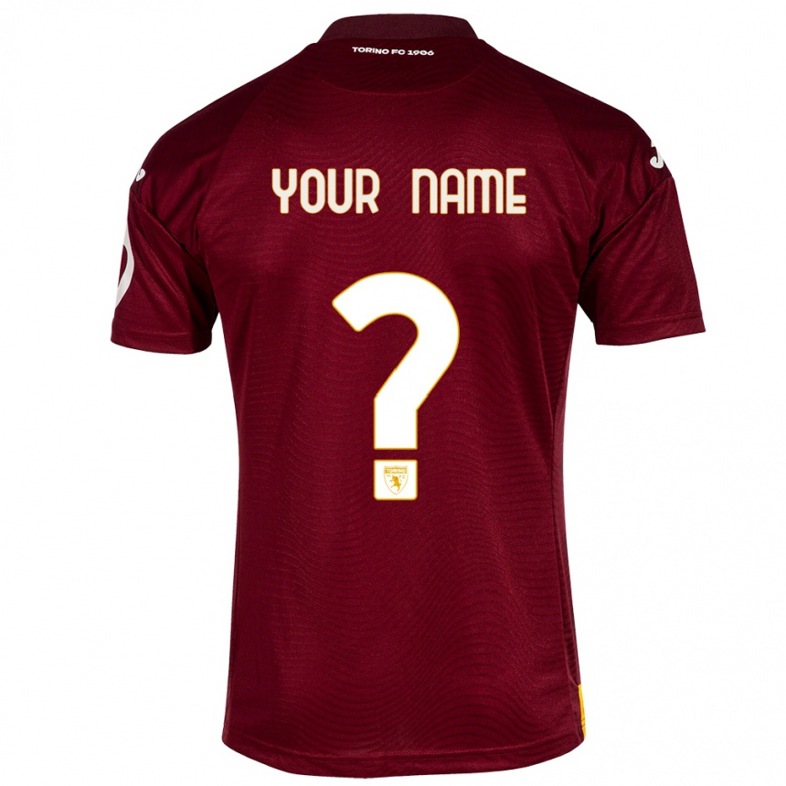 Kids Football Your Name #0 Dark Red Home Jersey 2023/24 T-Shirt