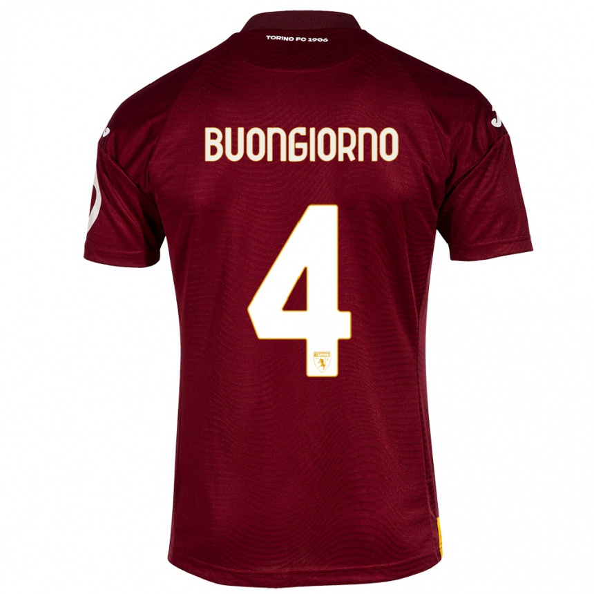 Kids Football Alessandro Buongiorno #4 Dark Red Home Jersey 2023/24 T-Shirt