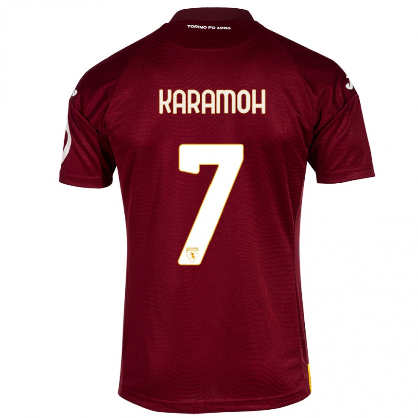 Kids Football Yann Karamoh #7 Dark Red Home Jersey 2023/24 T-Shirt