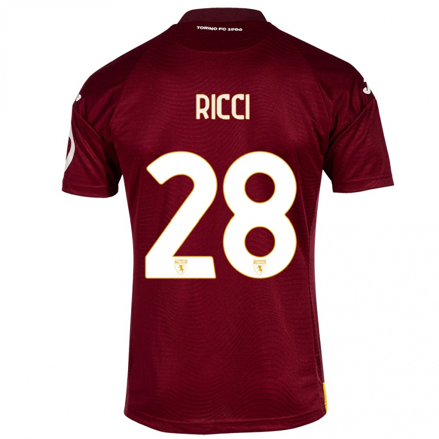 Kids Football Samuele Ricci #28 Dark Red Home Jersey 2023/24 T-Shirt