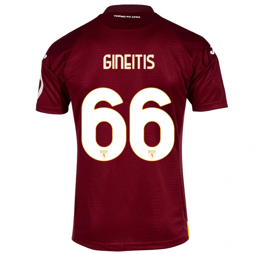 Kids Football Gvidas Gineitis #66 Dark Red Home Jersey 2023/24 T-Shirt