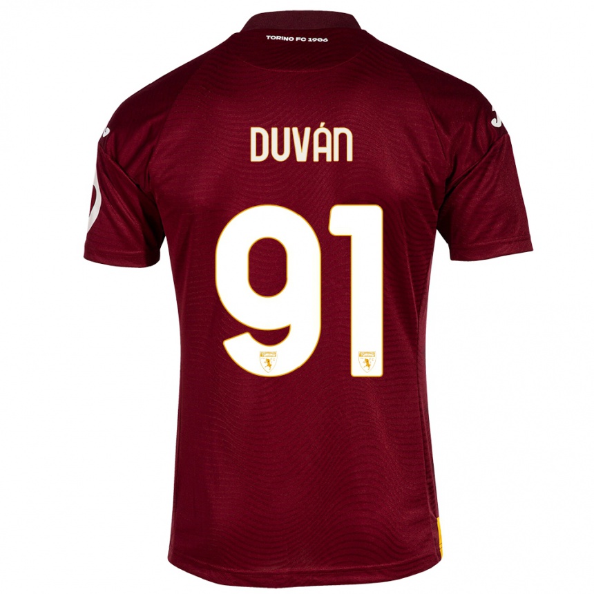 Kids Football Duván Zapata #91 Dark Red Home Jersey 2023/24 T-Shirt