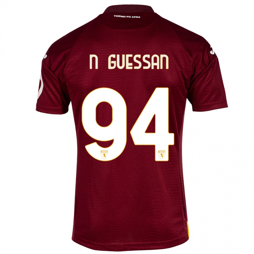 Kids Football Ange Caumenan N'guessan #94 Dark Red Home Jersey 2023/24 T-Shirt