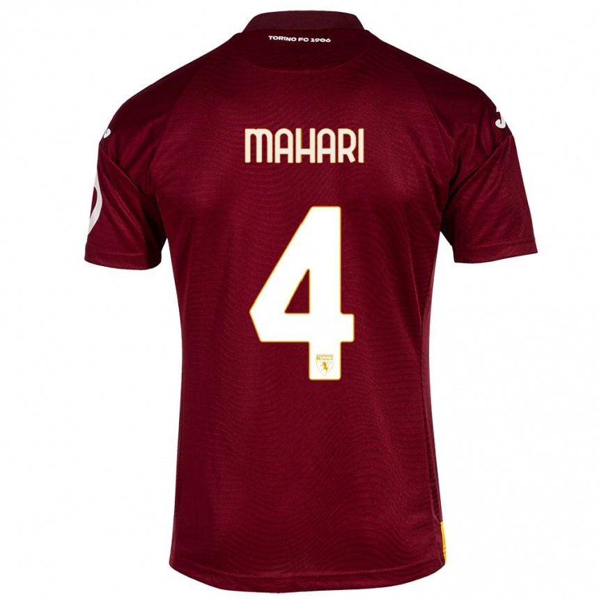 Kids Football Efdon Mahari #4 Dark Red Home Jersey 2023/24 T-Shirt