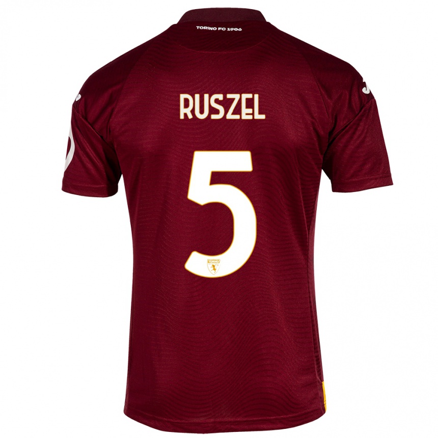 Kids Football Marcel Ruszel #5 Dark Red Home Jersey 2023/24 T-Shirt