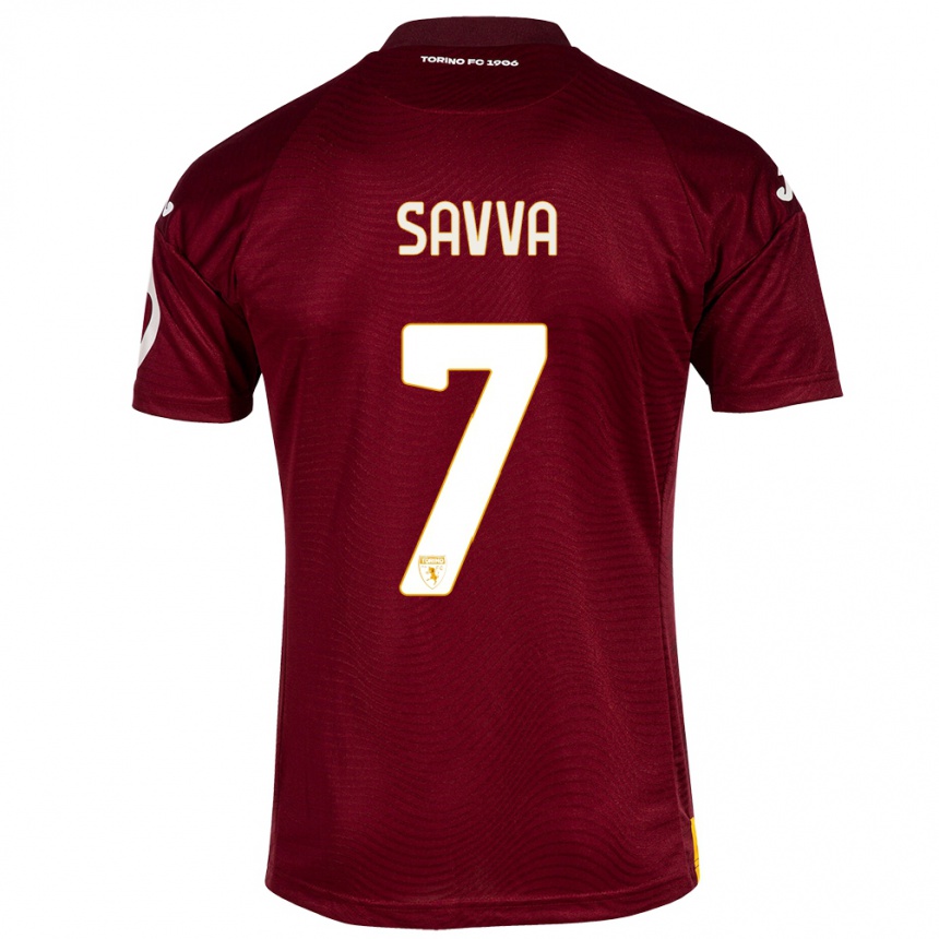 Kids Football Zanos Savva #7 Dark Red Home Jersey 2023/24 T-Shirt