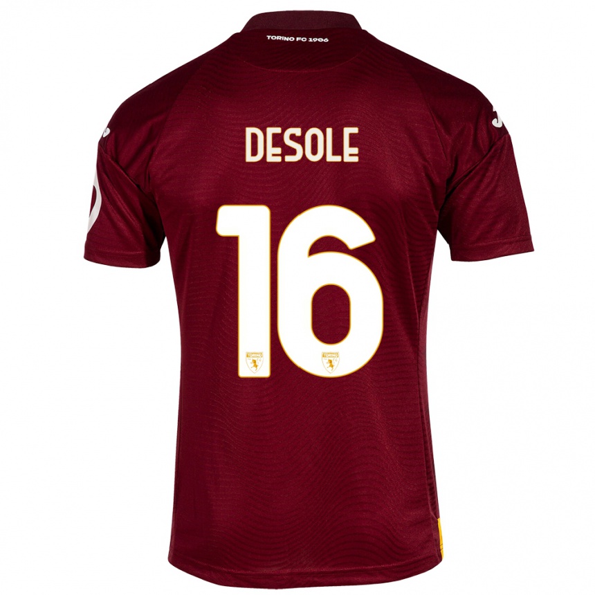 Kids Football Fabio Desole #16 Dark Red Home Jersey 2023/24 T-Shirt