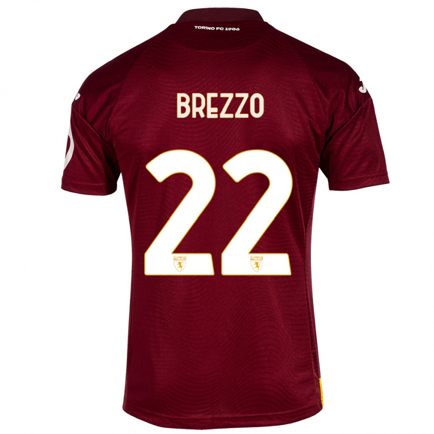 Kids Football Matteo Brezzo #22 Dark Red Home Jersey 2023/24 T-Shirt