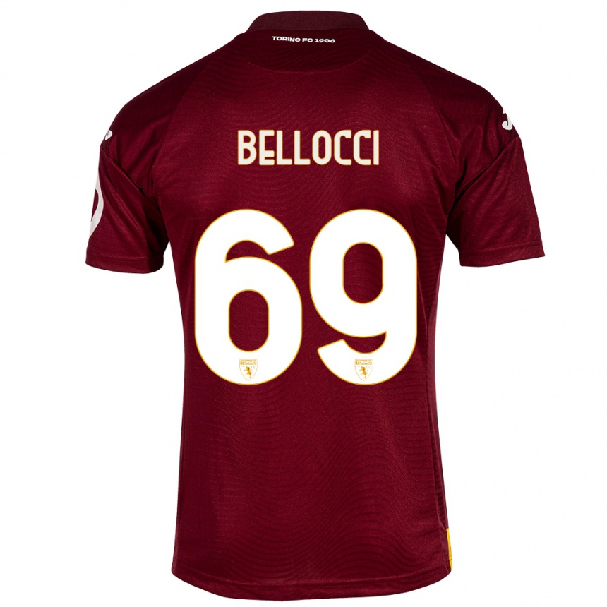 Kids Football Andrea Bellocci #69 Dark Red Home Jersey 2023/24 T-Shirt